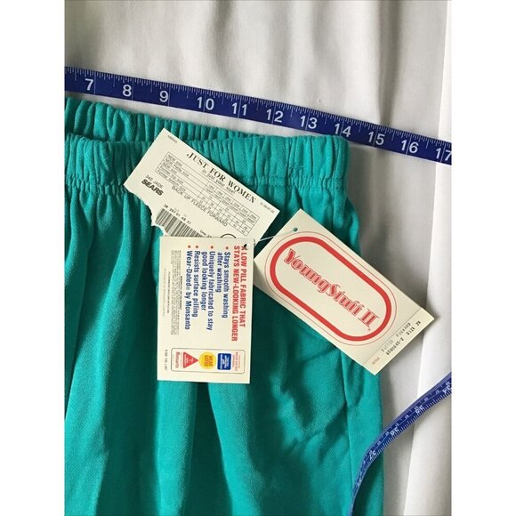 Young Stuff II Womens Teal Elastic Waist Pants Size M 100% Cotton Made In USA - Picture 5 of 12